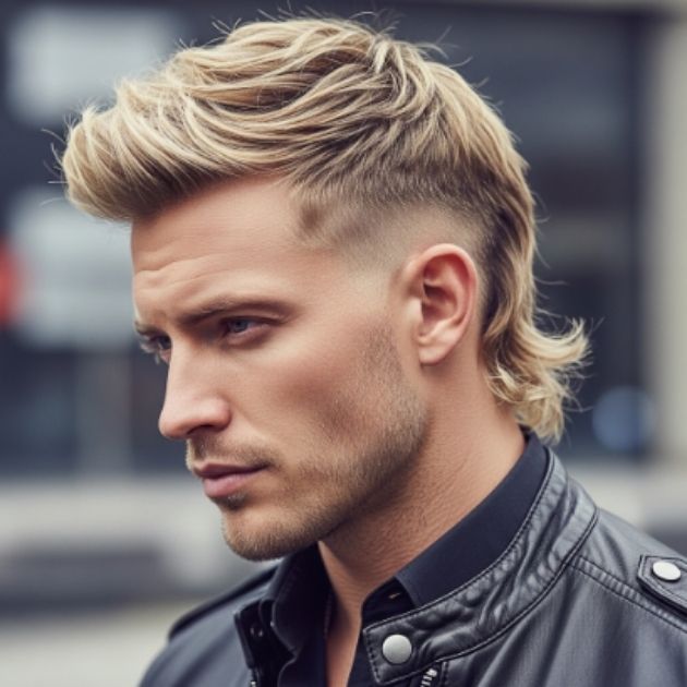 Blonde Mullet Male Style with Modern Edge