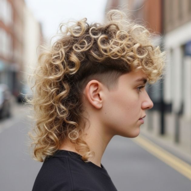 Curly Blonde Mullet for Volume and Shape