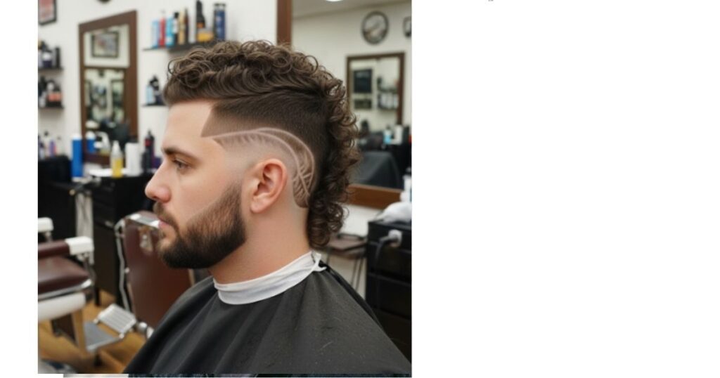 Curly Burst Fade Mullet