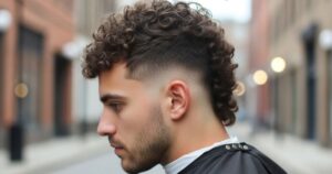 Curly Taper Fade Mullet
