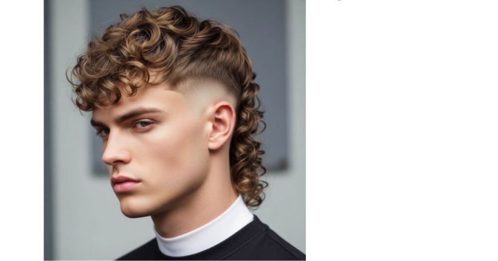 Low Taper Fade Curly Mullet