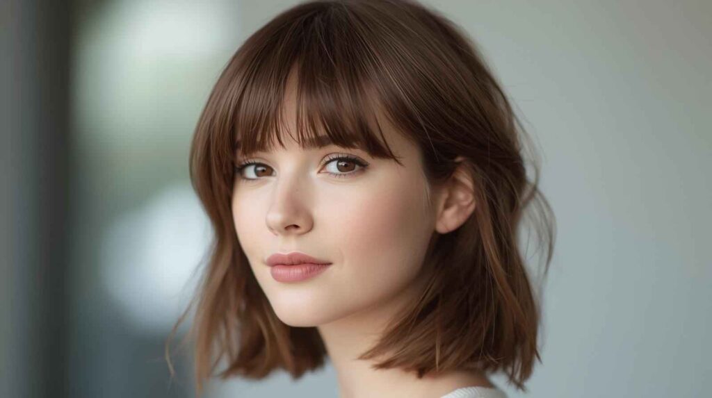 Medium-Length Cut with Side-Swept Bangs