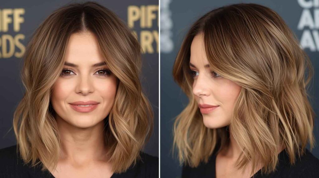 Medium-Length Layers for Thick Hair and Double Chin