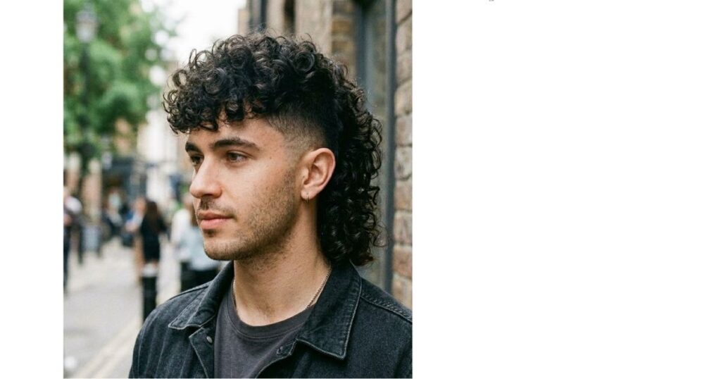 Mid Taper Fade Curly Mullet