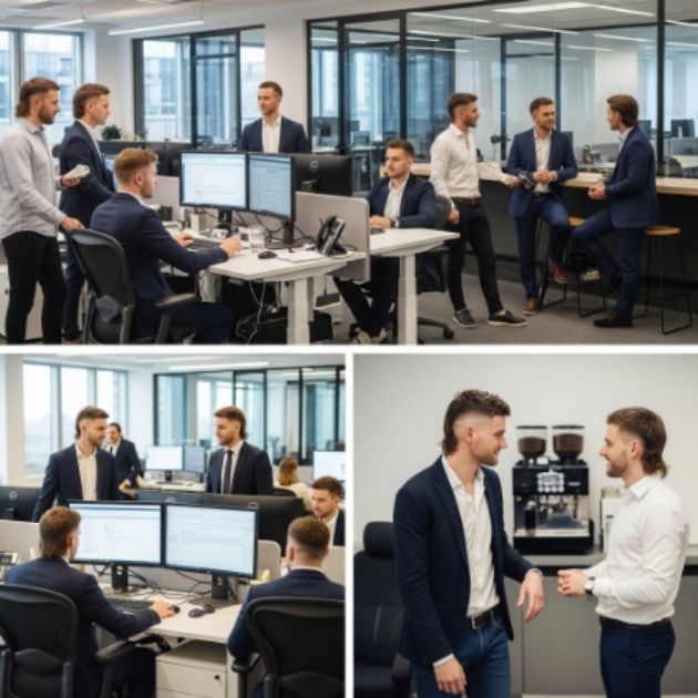 Modern Mullet Men at the Workplace