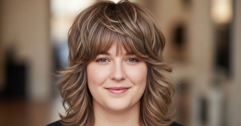 Textured Medium Shag for Double Chin