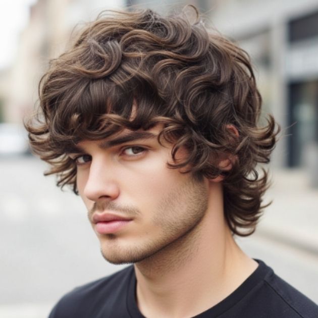 Best Curly Wolf Cut Men Styles