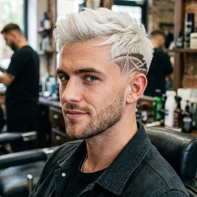 Burst Fade Design on Straight Hair
