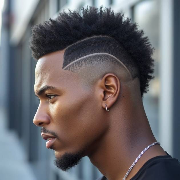 Burst Fade Mohawk for Black Men