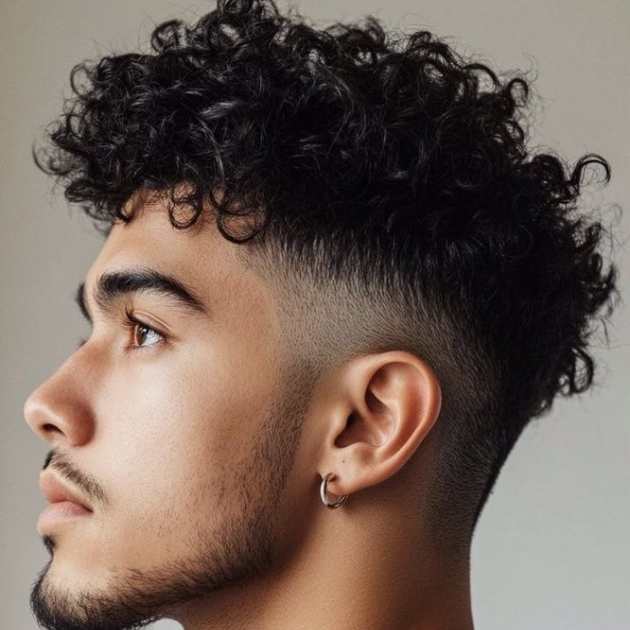 Curly High Burst Fade