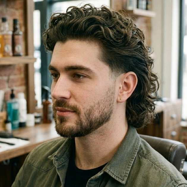 Curly Long Hair Low Taper Fade