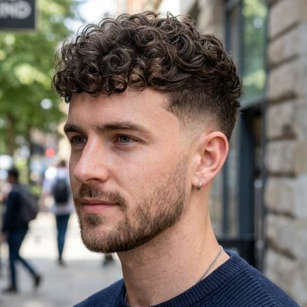 Curly Textured Crop With Low Taper Fade