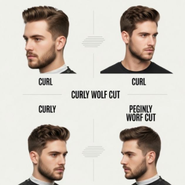 Curly Wolf Cut Men by Curl Type