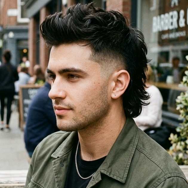 Drop Fade Faux Hawk Mullet