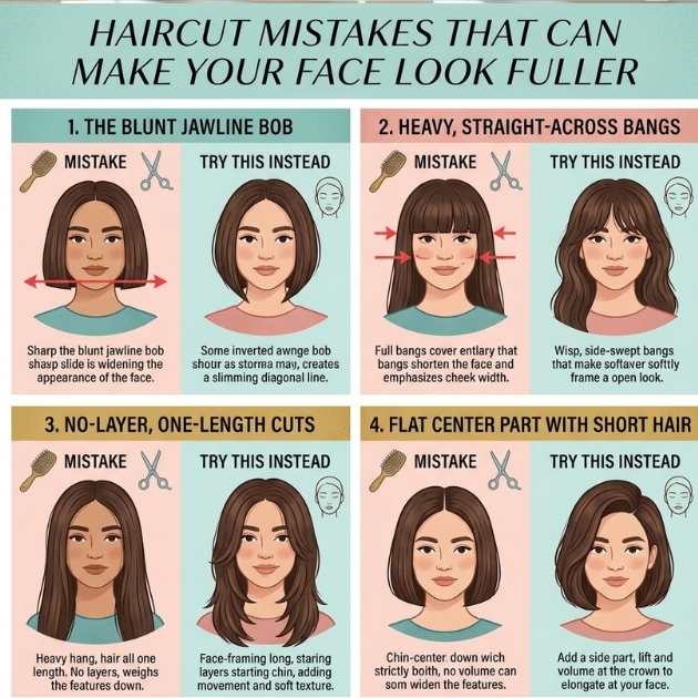 Haircut Mistakes That Make the Face Look Fuller