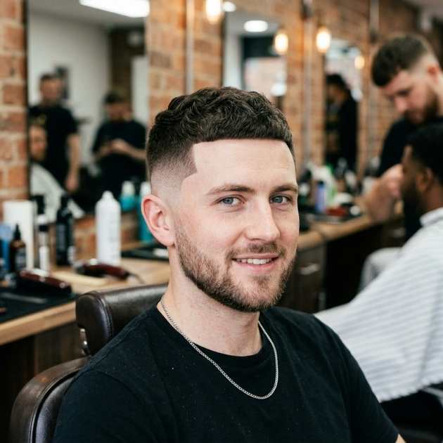 High Burst Fade with Line Up
