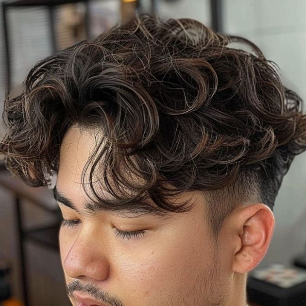 Long Curly Middle Part
