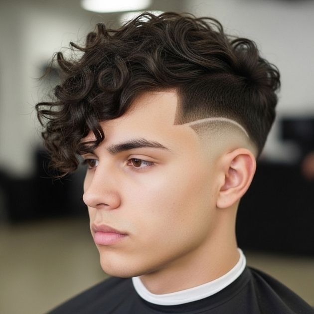 Low Burst Fade Curly Hair