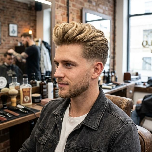 Low Taper Fade Blonde Hair Quiff
