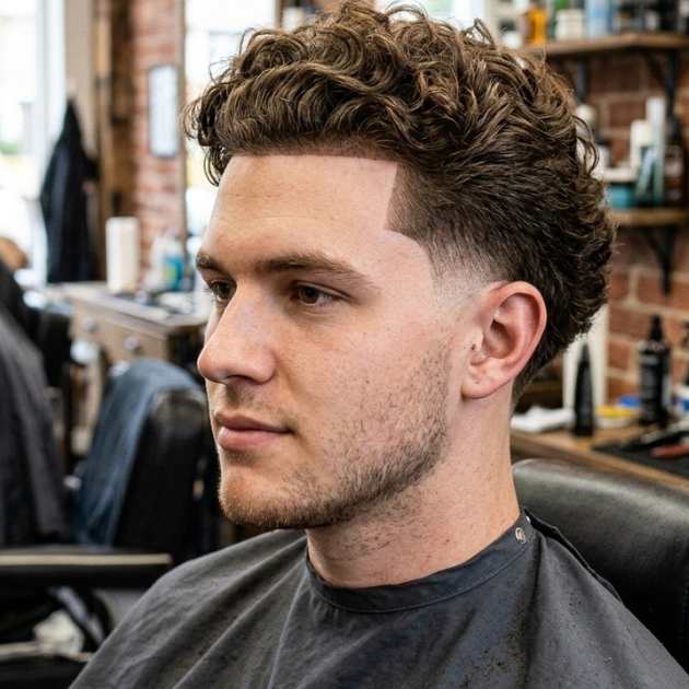 Low Taper Fade Curly Hair with Line Up
