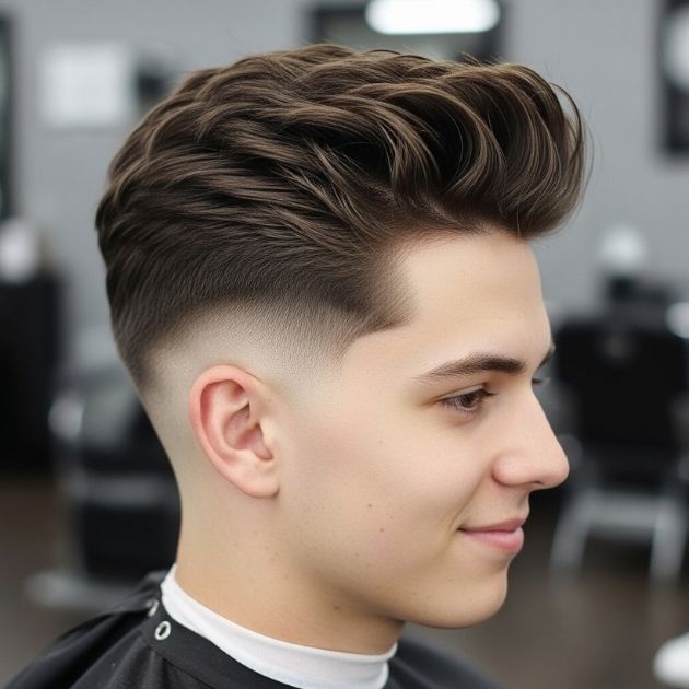 Low Taper Fade With Messy Fluffy Hair