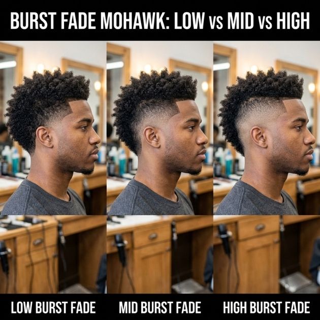 Low vs Mid vs High Burst Fade Mohawk