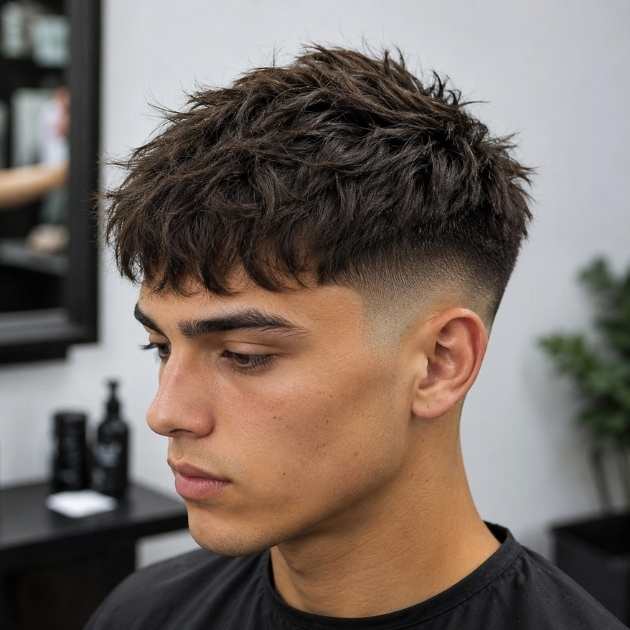 Messy French Crop Mid Fade