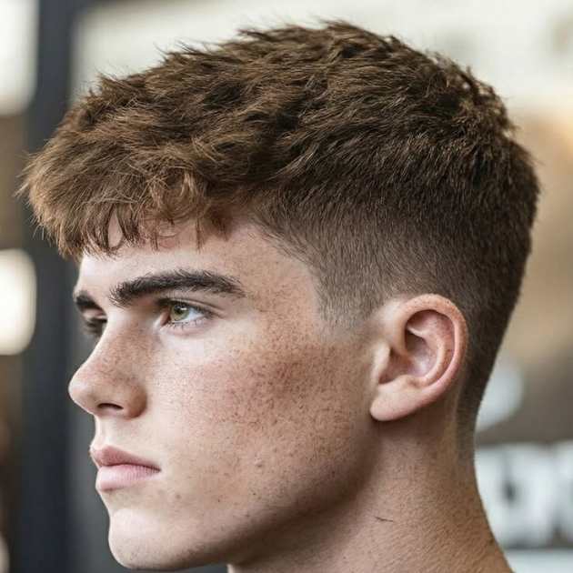 Messy French Crop with Mid Fade