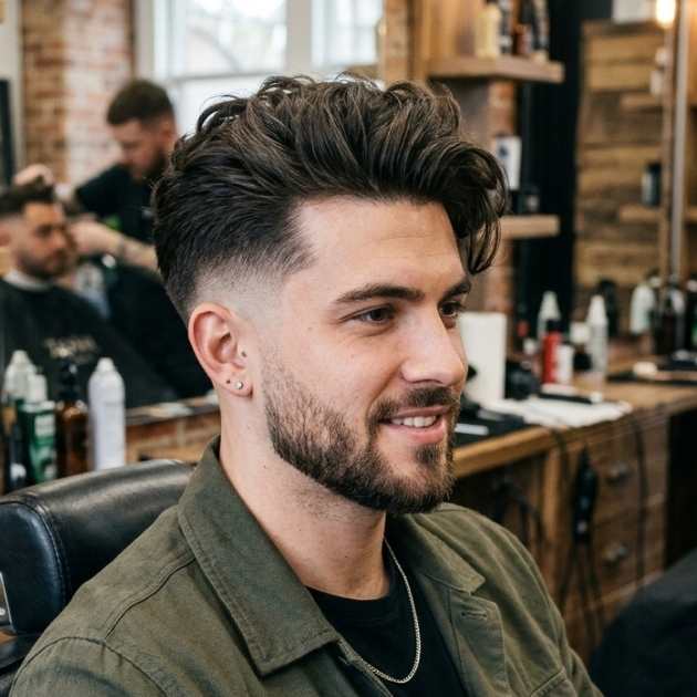 Modern Mid Fade Haircut Men Long Hair