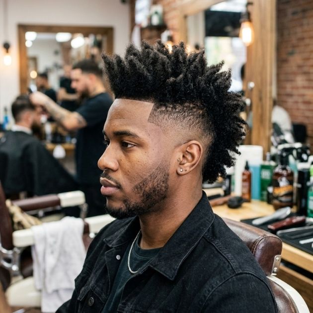 Mohawk Burst Fade for Thick Hair