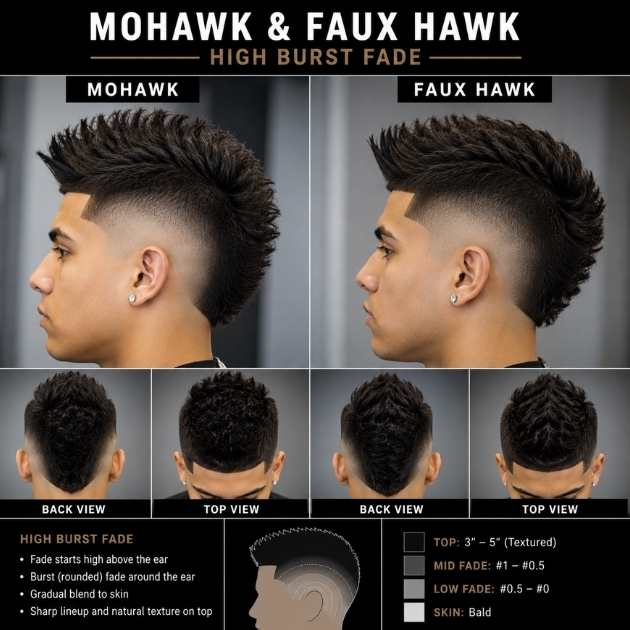 Mohawk & Faux Hawk High Burst Fade