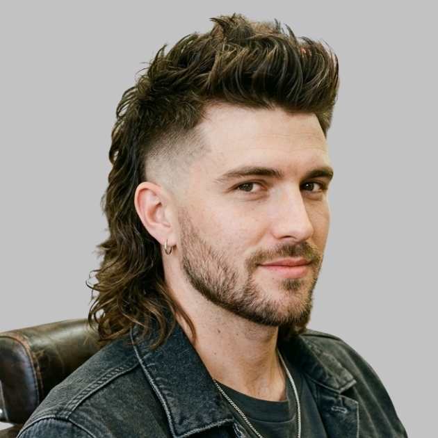Retro Faux Hawk Mullet Fade with Modern Twist