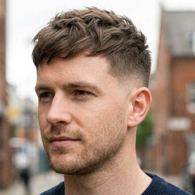 Short Textured Crop With Low Taper Fade