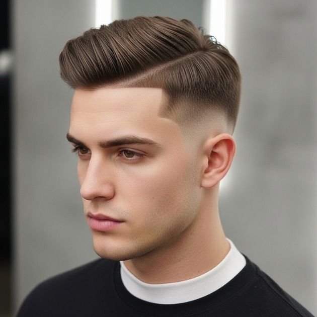 Short Textured Middle Part with Low Fade man