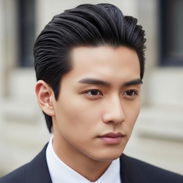 Sleek Middle Part with Short Sides man