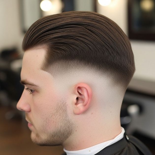 Straight Hair Low Burst Fade on Straight Hair