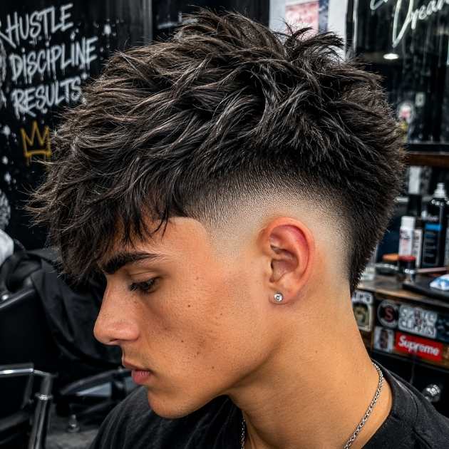  Textured and Messy High Burst Fade