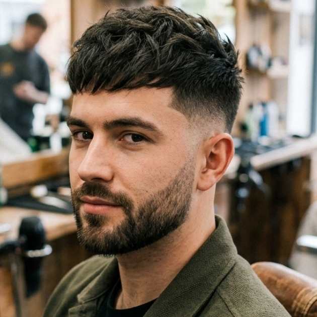 Thick Hair Textured Crop With Low Taper Fade