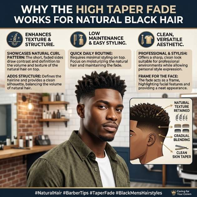 Why the High Taper Fade Black Male Hairstyle Works for Natural Hair?