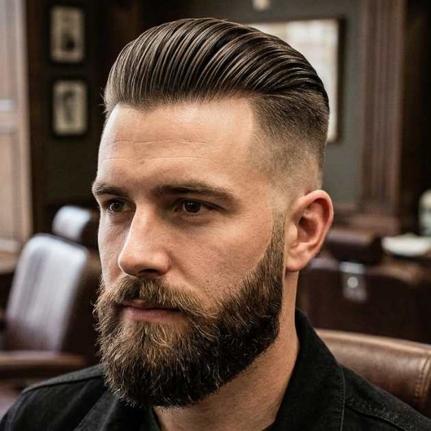 Best Beard Styles with a Gangster Slick Back Fade