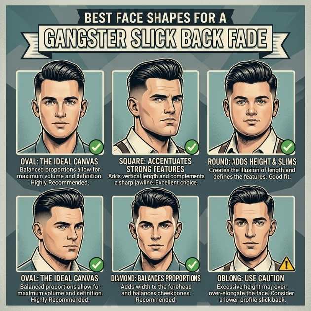Best Face Shapes for a Gangster Slick Back Fade