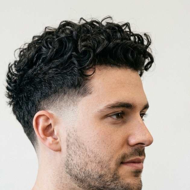 Blowout taper fade for curly hair