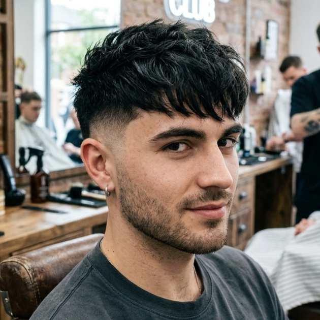 Burst Fade Textured Crop With Textured Fringe
