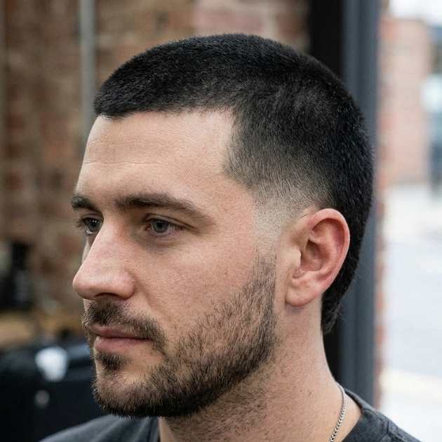 Buzz Cut with Temple Fade Burst