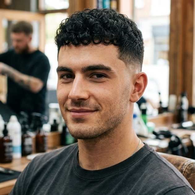 Curly Burst Fade Buzz Cut