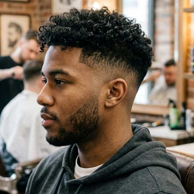Curly Taper Fade