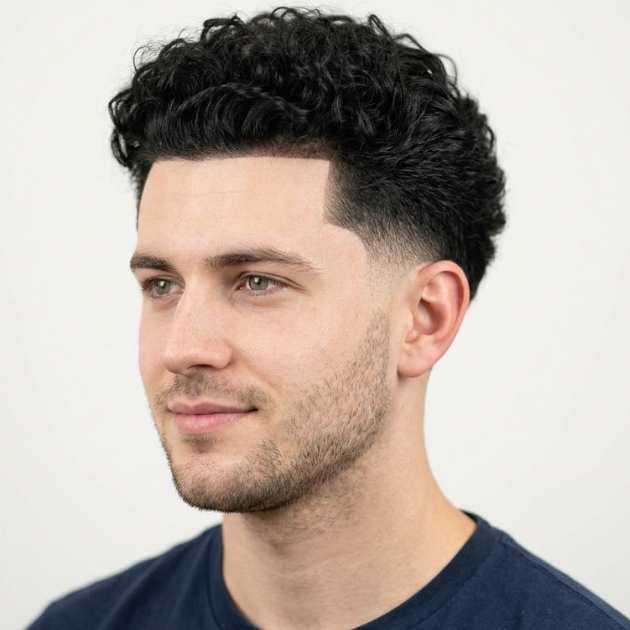 Curly Top Low Taper Fade