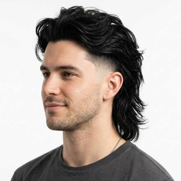 Long Modern Mullet Burst Fade