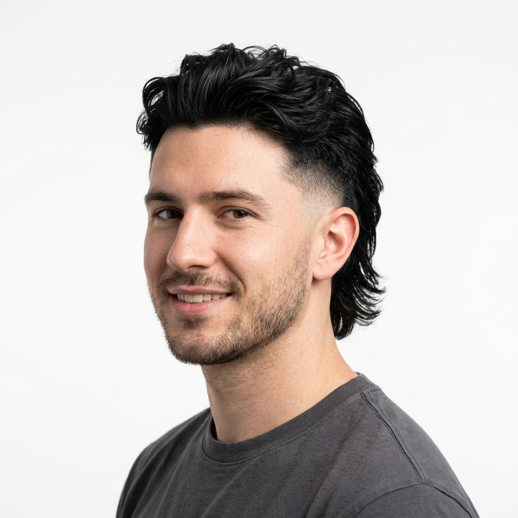 Low Fade Modern Mullet Burst Fade