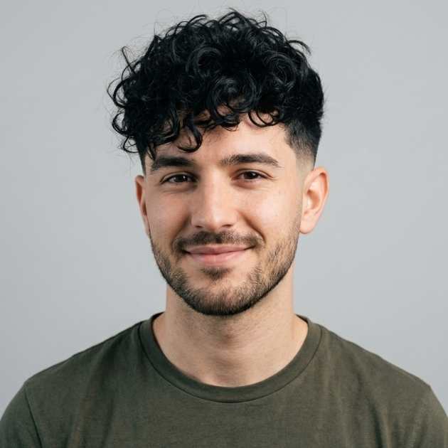 Messy Curls with Low Taper Fade